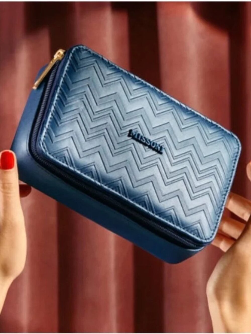 Missoni x Delta One Blue Chevron Structured Cosmetic Case